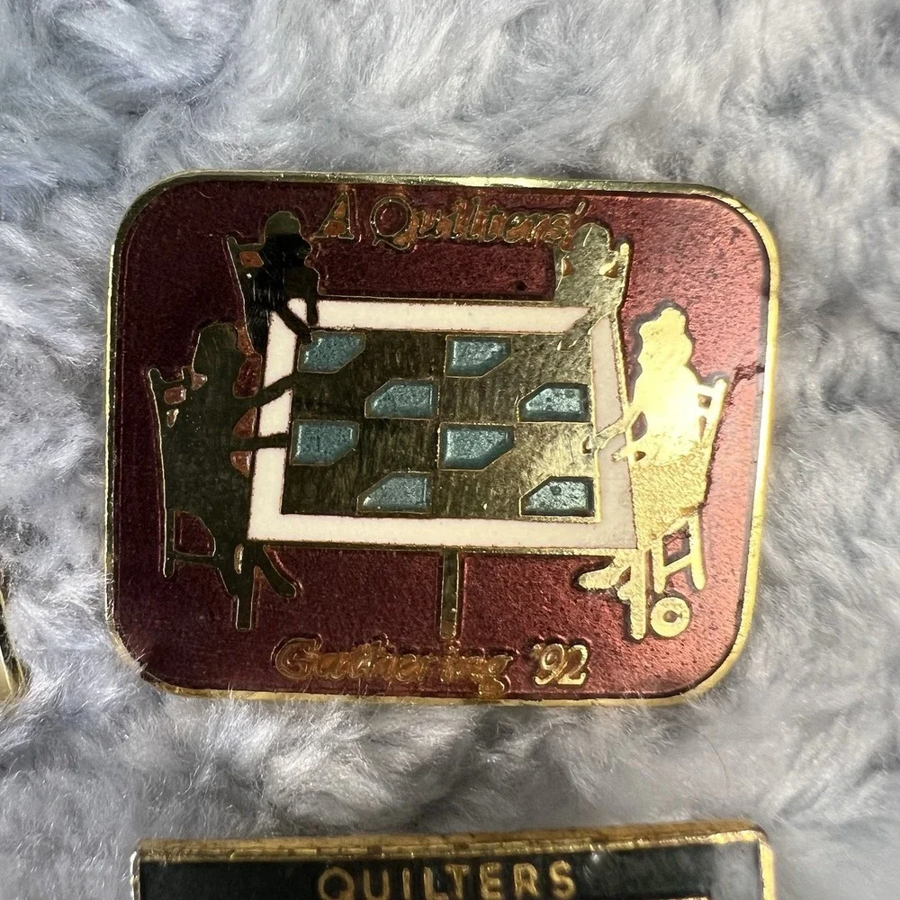 Vintage Quilting Guild Enamel Pins Lot Quilters Alliance Quilt Block Craft